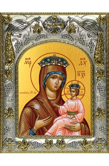 Икона Божья Матерь Всеблаженная, 14x18 в серебряном окладе, арт вк-4966