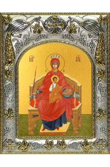 Икона Божья Матерь Державная, 14x18 в серебряном окладе, арт вк-4970