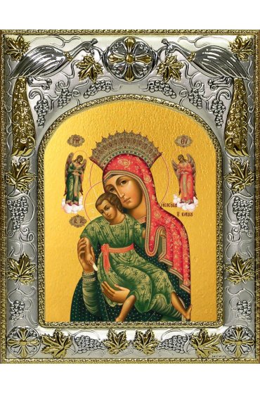 Икона Божья Матерь Киккская, 14x18 в серебряном окладе, арт вк-4979