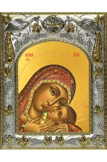 Икона Божья Матерь Корсунская, 14x18 в серебряном окладе, арт вк-4980