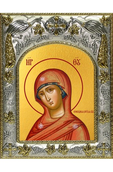 Икона Божья Матерь Огневидная, 14x18 в серебряном окладе, арт вк-4988