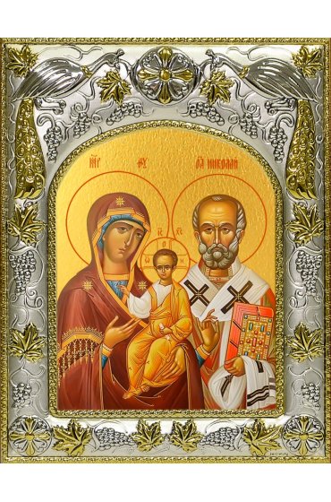 Икона Божьей Матери Оковецкая (Ржевская), 14x18 в серебряном окладе, арт вк-4991