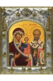Икона Божьей Матери Оковецкая (Ржевская), 14x18 в серебряном окладе, арт вк-4992