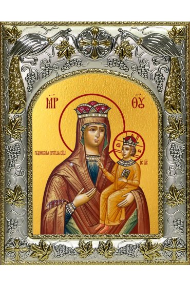 Икона Божья Матерь Рудневская, 14x18 в серебряном окладе, арт вк-5003