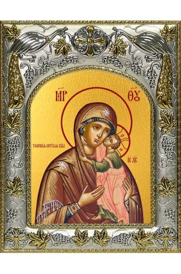 Икона Божья Матерь Толгская, 14x18 в серебряном окладе, арт вк-5019