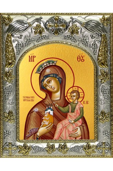 Икона Божьей Матери Тучная Гора, 14x18 в серебряном окладе, арт вк-5023