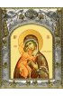 Икона Божья Матерь Феодоровская, 14x18 в серебряном окладе, арт вк-5034