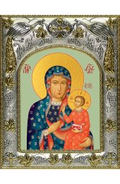 Икона Божья Матерь Ченстоховская, 14x18 в серебряном окладе, арт вк-5040