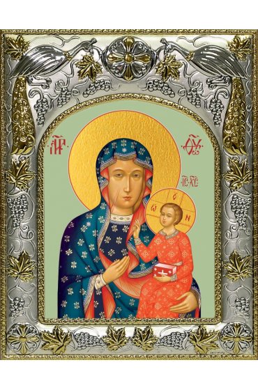 Икона Божья Матерь Ченстоховская, 14x18 в серебряном окладе, арт вк-5040