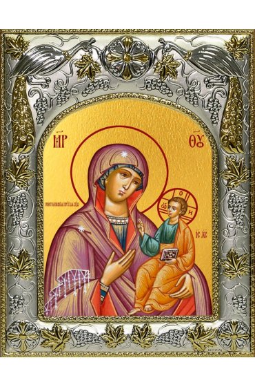 Икона Божья Матерь Ченстоховская, 14x18 в серебряном окладе, арт вк-5042