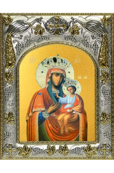 Икона Божья Матерь Черниговская, 14x18 в серебряном окладе, арт вк-5044