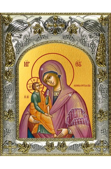 Икона Божьей Матери Шуйская, 14x18 в серебряном окладе, арт вк-5046