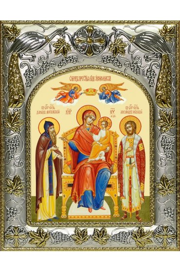 Икона Божья Матерь Экономисса, 14x18 в серебряном окладе, арт вк-5047