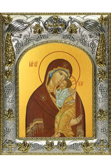 Икона Божьей Матери Ярославская, 14x18 в серебряном окладе, арт вк-5050