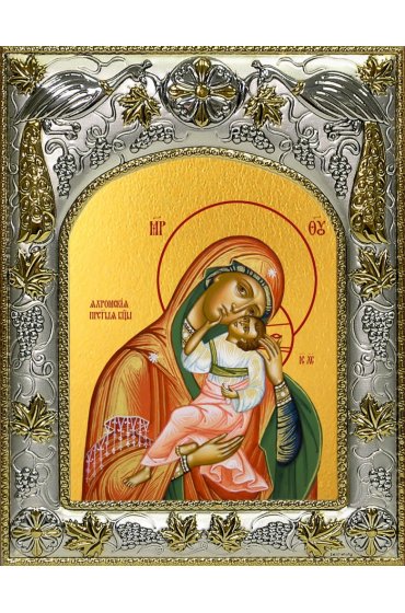 Икона Божьей Матери Яхромская, 14x18 в серебряном окладе, арт вк-5051