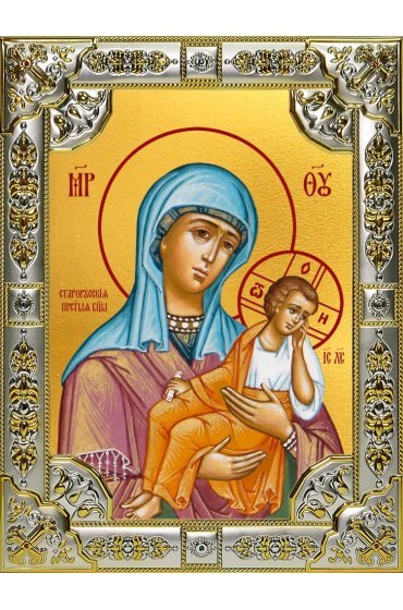 Икона Божьей Матери Старорусская 18 х 24 со стразами, арт вк-5095