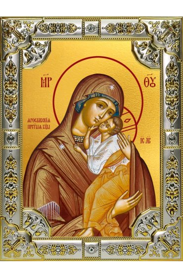 Икона Божьей Матери Ярославская 18 х 24 со стразами, арт вк-5129