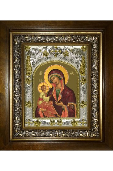 Икона Божьей Матери Гребневская, 14x18 см, в деревянном киоте 20х24 см, арт вк-5140