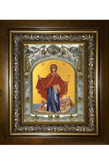 Икона Божья Матерь Игумения Горы Афонской, 14x18 см, в деревянном киоте 20х24 см, арт вк-5145