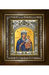 Икона Божья Матерь Юровичская Милосердная, 14x18 см, в деревянном киоте 20х24 см, арт вк-5152