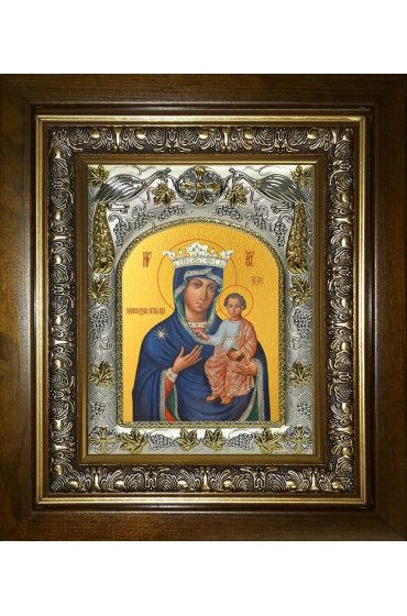 Икона Божья Матерь Юровичская Милосердная, 14x18 см, в деревянном киоте 20х24 см, арт вк-5152