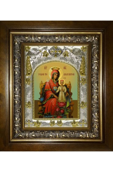 Икона Божья Матерь Неувядаемая роза, 14x18 см, в деревянном киоте 20х24 см, арт вк-5156