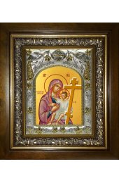 Икона Божья Матерь Новоникитская, 14x18 см, в деревянном киоте 20х24 см, арт вк-5159