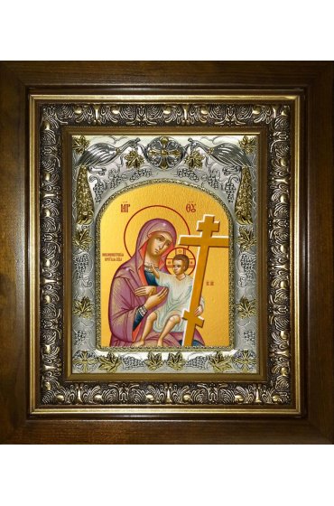 Икона Божья Матерь Новоникитская, 14x18 см, в деревянном киоте 20х24 см, арт вк-5159