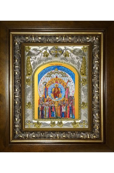 Икона Божья Матерь о тебе радуется, 14x18 см, в деревянном киоте 20х24 см, арт вк-5160