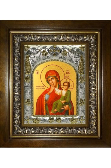 Икона Божья Матерь Отрада и Утешение, 14x18 см, в деревянном киоте 20х24 см, арт вк-5166