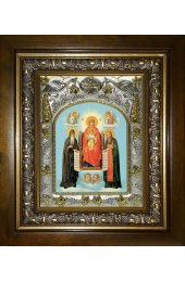 Икона Божья Матерь Печерская, 14x18 см, в деревянном киоте 20х24 см, арт вк-5170