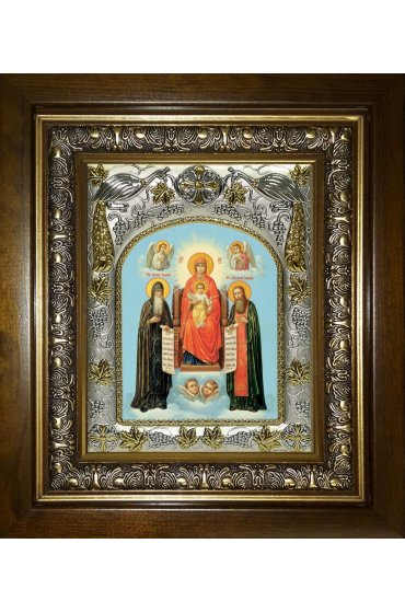 Икона Божья Матерь Печерская, 14x18 см, в деревянном киоте 20х24 см, арт вк-5170
