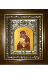 Икона Почаевская Божья Матерь, 14x18 см, в деревянном киоте 20х24 см, арт вк-5172