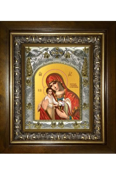 Икона Божья Матерь Скорбящая о младенцах, во чреве убиенных, 14x18 см, в деревянном киоте 20х24 см, арт вк-5178