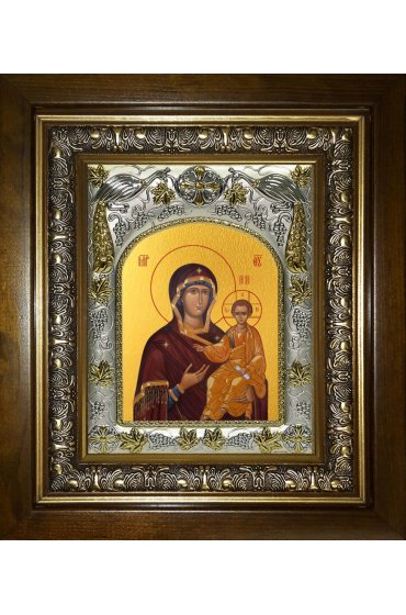 Икона Смоленская Божья Матерь, 14x18 см, в деревянном киоте 20х24 см, арт вк-5183