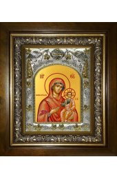 Икона Смоленская Божья Матерь, 14x18 см, в деревянном киоте 20х24 см, арт вк-5184