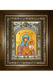 Икона Божьей Матери Старорусская, 14x18 см, в деревянном киоте 20х24 см, арт вк-5185