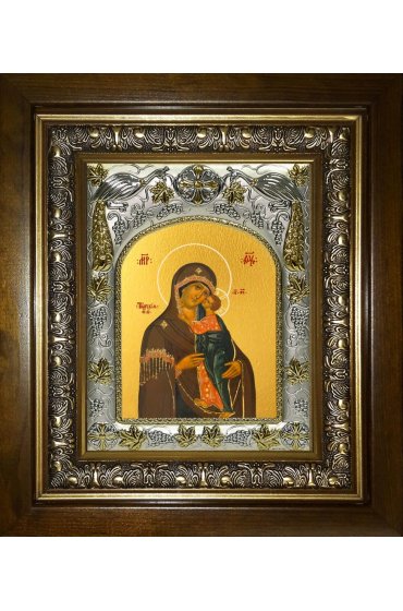 Икона Божья Матерь Толгская, 14x18 см, в деревянном киоте 20х24 см, арт вк-5189