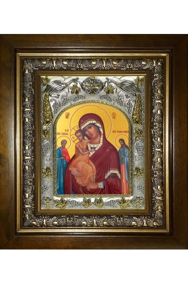 Икона Божья Матерь Трех Радостей, 14x18 см, в деревянном киоте 20х24 см, арт вк-5192