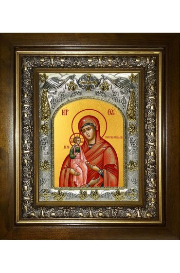 Икона Божья Матерь Троеручица, 14x18 см, в деревянном киоте 20х24 см, арт вк-5193