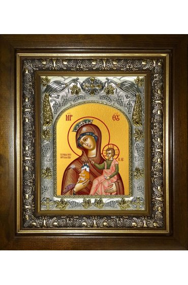 Икона Божьей Матери Тучная гора, 14x18 см, в деревянном киоте 20х24 см, арт вк-5195
