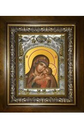 Икона Божья Матерь Умиление, 14x18 см, в деревянном киоте 20х24 см, арт вк-5197