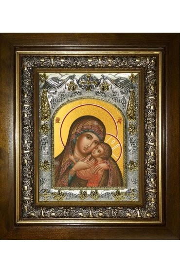 Икона Божья Матерь Умиление, 14x18 см, в деревянном киоте 20х24 см, арт вк-5197