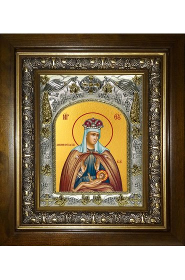 Икона Божья Матерь Умиление, 14x18 см, в деревянном киоте 20х24 см, арт вк-5198