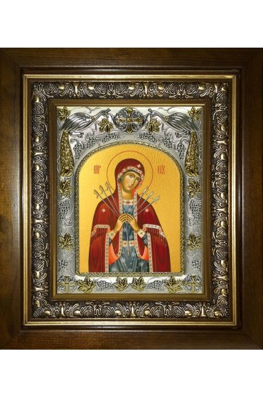 Икона Божья Матерь Умягчение злых сердец, 14x18 см, в деревянном киоте 20х24 см, арт вк-5200
