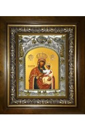 Икона Божья Матерь Черниговская, 14x18 см, в деревянном киоте 20х24 см, арт вк-5214