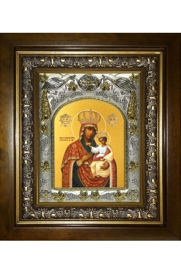 Икона Божья Матерь Черниговская, 14x18 см, в деревянном киоте 20х24 см, арт вк-5214