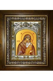 Икона Божьей Матери Ярославская, 14x18 см, в деревянном киоте 20х24 см, арт вк-5220