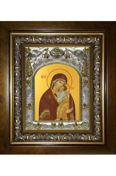 Икона Божьей Матери Ярославская, 14x18 см, в деревянном киоте 20х24 см, арт вк-5221