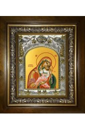 Икона Божьей Матери Яхромская, 14x18 см, в деревянном киоте 20х24 см, арт вк-5222